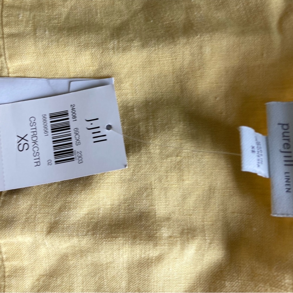 J. Jill Pure Linen Patch Pocket Shirt Dress Midi Butter Yellow Size XS NWT - Picture 8 of 10